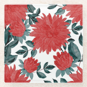 Blume auf der Wiese: Vintage Wasserfarbe nahtlos Glasuntersetzer