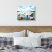 Blume auf einem See mit bewölktem Himmel | Leinwanddruck (Insitu (Schlafzimmer))