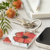 Blume auf einem weißen Hintergrund Schlüsselanhänger (Vorderseite rechts)
