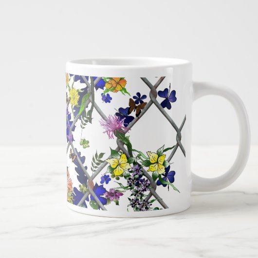 Blume auf einem Zaun Jumbo-Tasse (Rechts)
