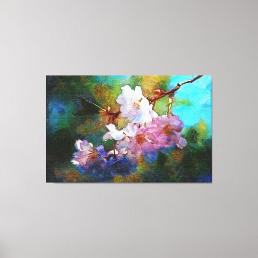 Blume auf einem Zweig bewundern Leinwanddruck (Vorderseite)