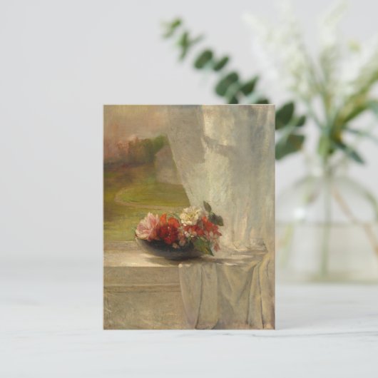 Blume auf einer Fensterkante von John La Farge Postkarte (Stehend Vorderseite)
