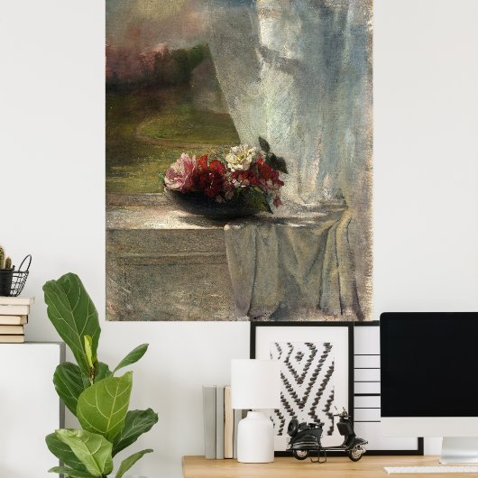 Blume auf einer Window Ledge (um 1861), John La Fa Poster (Heimbüro)