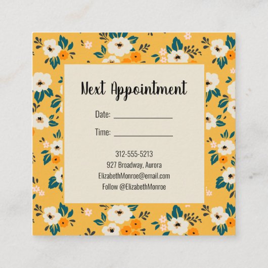 Blume auf Goldsalon-Haarstylist-Makeup Terminkarte (Rückseite)