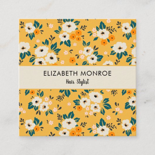 Blume auf Goldsalon-Haarstylist-Makeup Terminkarte (Vorderseite)