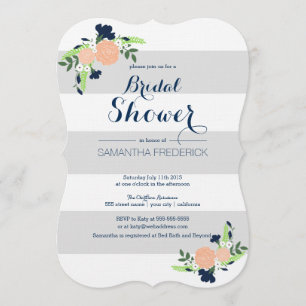 Blume auf grauem Streifen - Bridal-Dusche Einladun Einladung