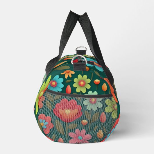 Blume auf grünem Hintergrund Duffle Bag (Rechts)