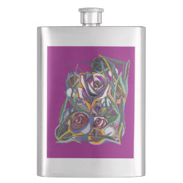 Blume auf lila Hintergrund Flachmann