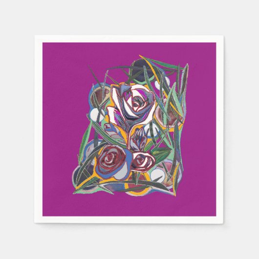 Blume auf lila Hintergrund Serviette (Vorderseite)