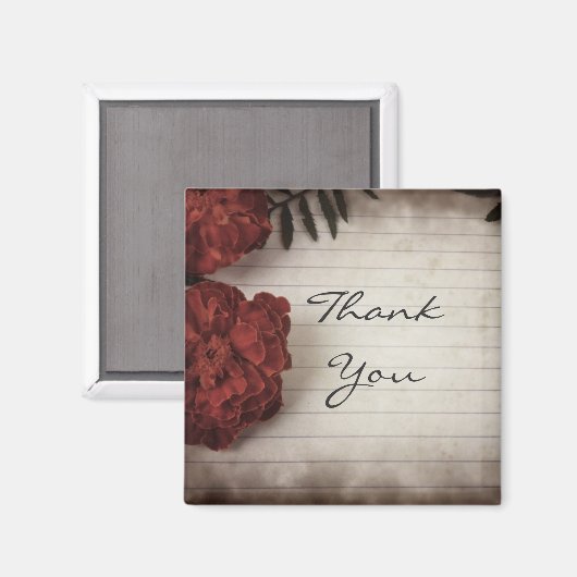 Blume auf Linken-Papier Danke Magnet (Vorderseite/Rückseite)