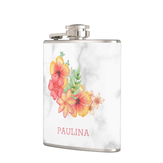 Blume auf Marmor Flachmann (Links)