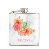 Blume auf Marmor Flachmann (Vorderseite)