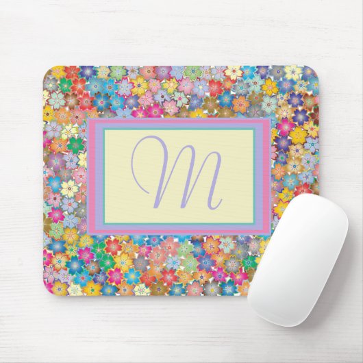 Blume auf meinem Schreibtisch Mit Monogramm Mousepad (Mit Mouse)