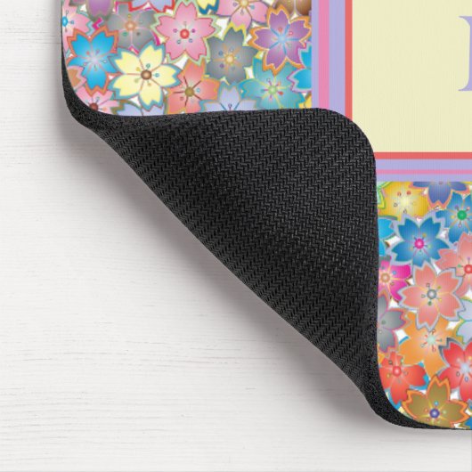 Blume auf meinem Schreibtisch-Monogramm Mousepad (Ecke)