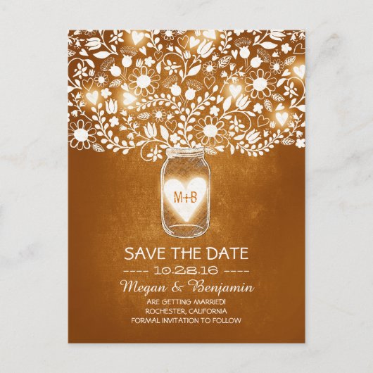 Blume auf orangefarbenen Postkarten (Vorderseite)