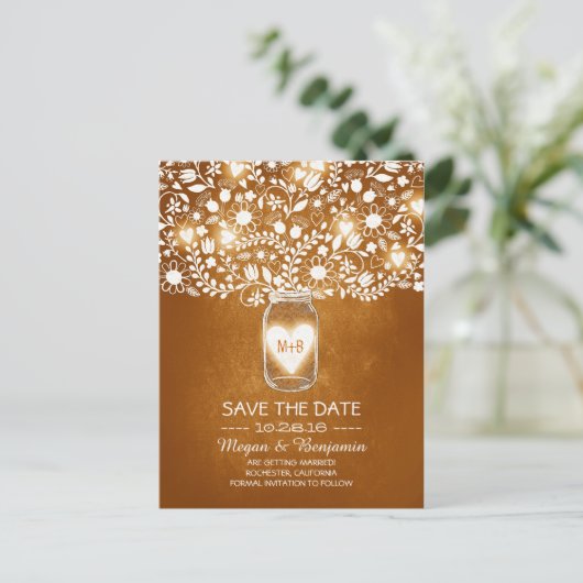 Blume auf orangefarbenen Postkarten (Stehend Vorderseite)