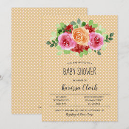 Blume auf Peach Unisex Baby Showeinladungen