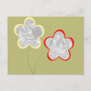 Blume auf Rahmen mit 2 Fotos Postkarte
