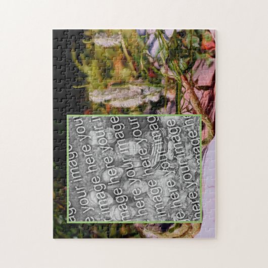 Blume auf Rock Oil Malerei hinzufügen Ihr Foto Puzzle (Vertikal)