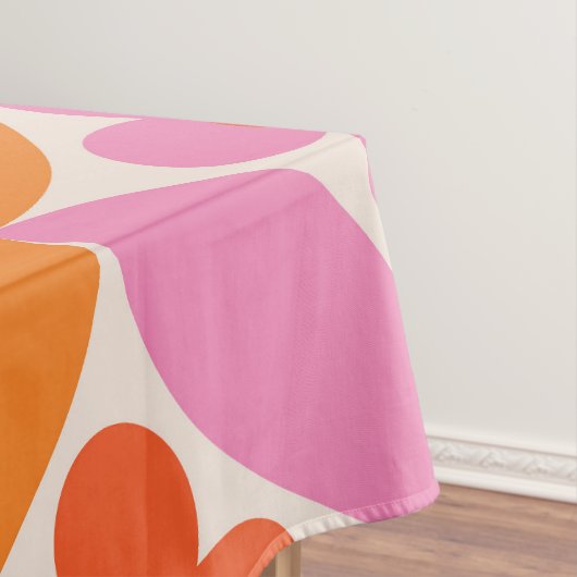 Blume auf rosa orangefarbenen Kreisen des Mittelze Tischdecke (Beispiel)