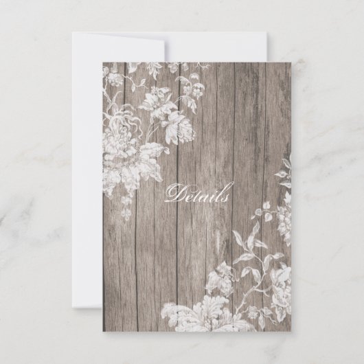 Blume auf rustikalen Holzkarten RSVP Karte (Rückseite)