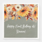 Blume auf Sage Party Napkins Serviette (Vorderseite)