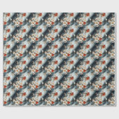 Blume auf Schwarz-Weiß-Marmor Geschenkpapier (Flach)