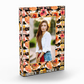 Blume auf Schwarz-weißen Streifen Goldpunkte benut Fotoblock (Links)