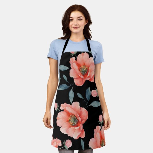 Blume auf schwarzem Trivet Schürze (Getragen)