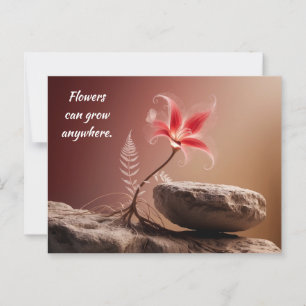Blume auf Stein mit Spruch Postkarte