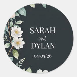 Blume-Aufkleber für WEDD-EUCALYPTUS-WREATH Runder Aufkleber