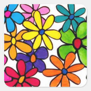 Blume-Aufkleber Quadratischer Aufkleber