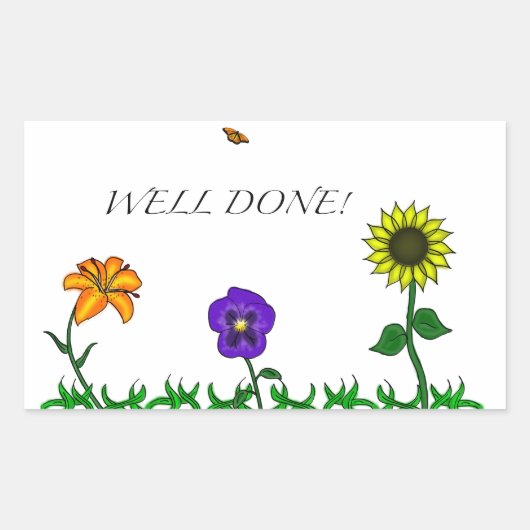 Blume-Aufkleber Rechteckiger Aufkleber (Vorderseite)