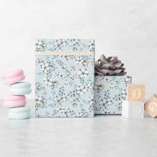 Blume aus Baumwolle und Eukalyptus Geschenkpapier