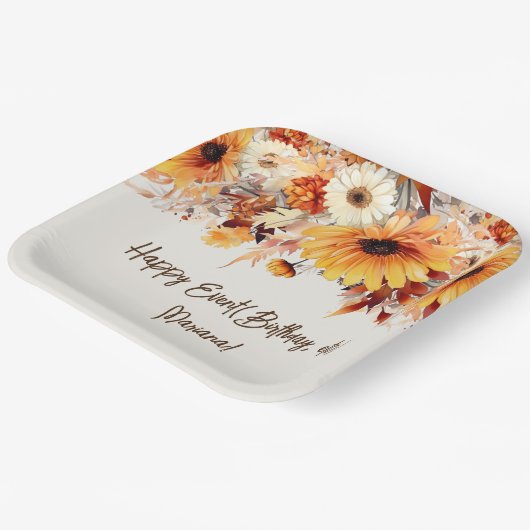 Blume aus beigefarbenem Party Pappteller (Gewinkelt)