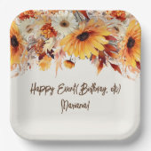 Blume aus beigefarbenem Party Pappteller (Vorderseite)