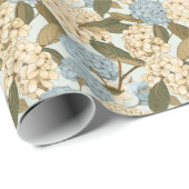 Blume aus Blau und Weiß und grüne Blätter Geschenkpapier (Rolleneckpunkt)