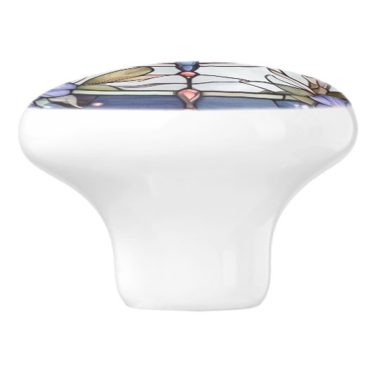 Blume aus blau-weiß gestanztem Glas Keramikknauf (Seitenansicht)