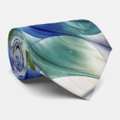 Blume aus blauem und grünem Fraktal Abstrakt Krawatte (Gerollt)