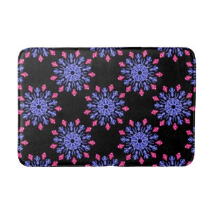 Blume aus blauem und rotem Neon Badematte
