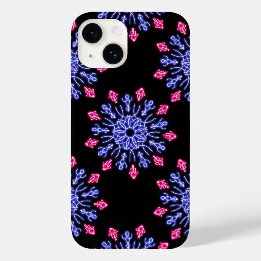 Blume aus blauem und rotem Neon Case-Mate iPhone Hülle (Rückseite)