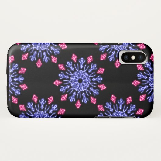 Blume aus blauem und rotem Neon Case-Mate iPhone Hülle (Rückseite (Horizontal))