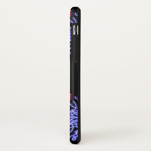 Blume aus blauem und rotem Neon Case-Mate iPhone Hülle (Hinten/Links)