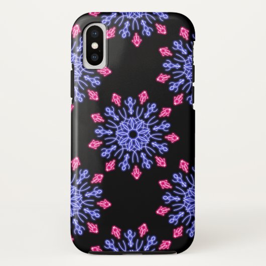 Blume aus blauem und rotem Neon Case-Mate iPhone Hülle (Rückseite)