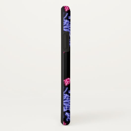 Blume aus blauem und rotem Neon Case-Mate iPhone Hülle (Hinten/Rechts)