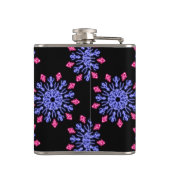 Blume aus blauem und rotem Neon Flachmann (Rückseite)