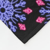 Blume aus blauem und rotem Neon Fleecedecke (Ecke)