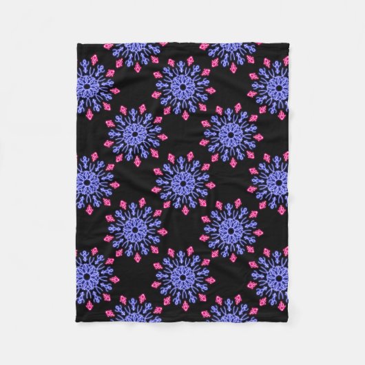 Blume aus blauem und rotem Neon Fleecedecke (Vorderseite)