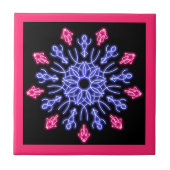 Blume aus blauem und rotem Neon Fliese (Vorderseite)