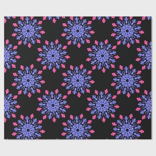 Blume aus blauem und rotem Neon Geschenkpapier (Flach)